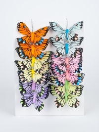 Бабочки  8см на прищепке, 12шт. цветные HBBE2203