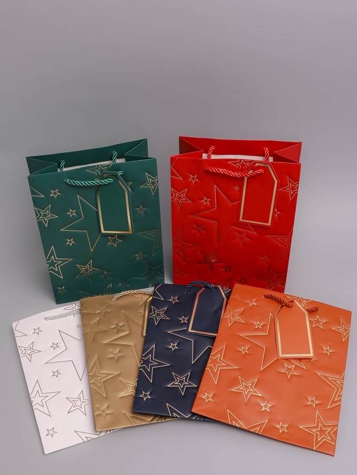 Сумочка подарочная 18х23x10см 5-46 звёзды микс