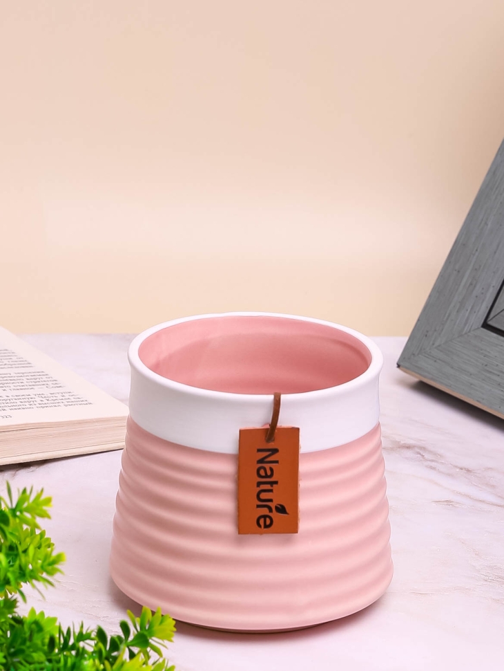 Кашпо керамика 11.3х11.3х10.2см LZL-214-3 розовый