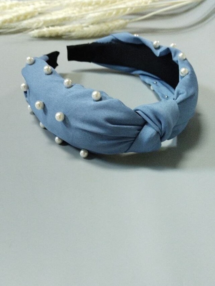 Ободок О-124 15х12,5х4см голубой с жемчугом Ободок О-124 15х12,5х4см голубой с жемчугом