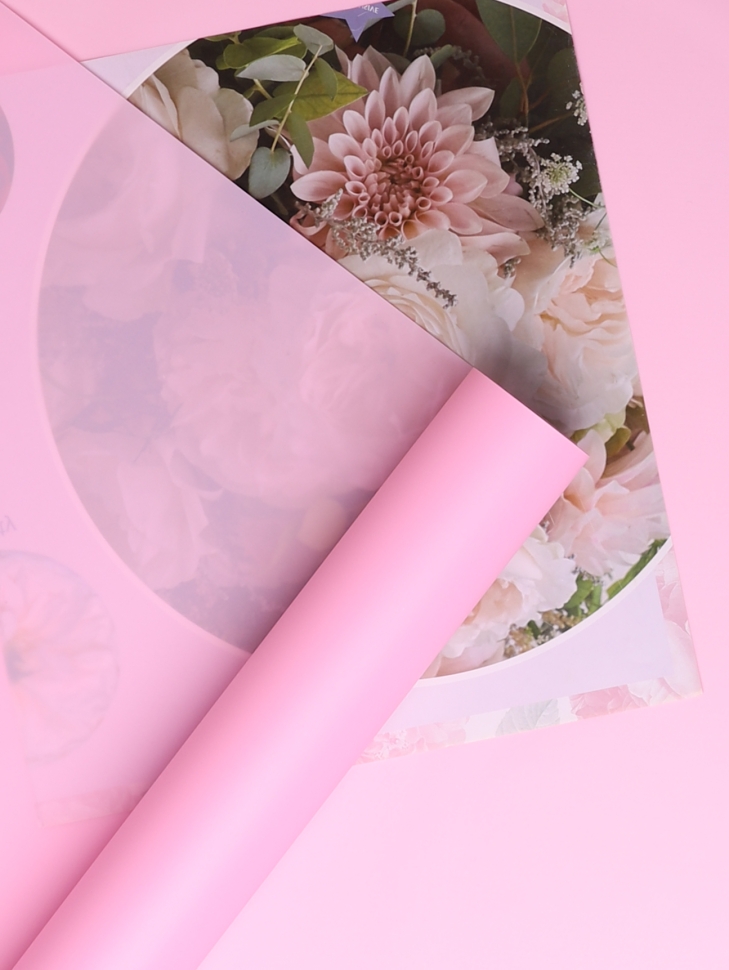 Пленка матовая 60см х 10м  на втулке розовый жемчужный