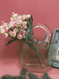 Ваза стекло h28х19х10см К трапеция с ручкой зеленый