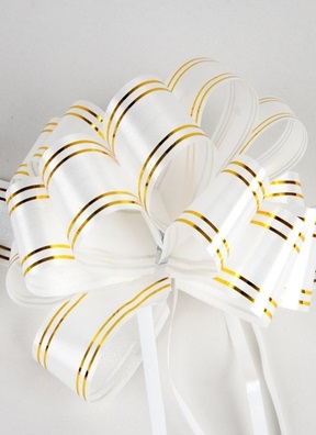 Бант шар с золотой полосой 50, 10шт. белый Бант шар с золотой полосой 50, 10шт. белый