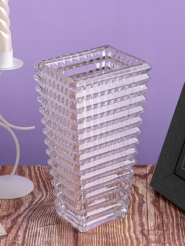 Ваза стекло Коническая H13 D9,5х13см К рельефная Ваза стекло Коническая H13 D9,5х13см К рельефная