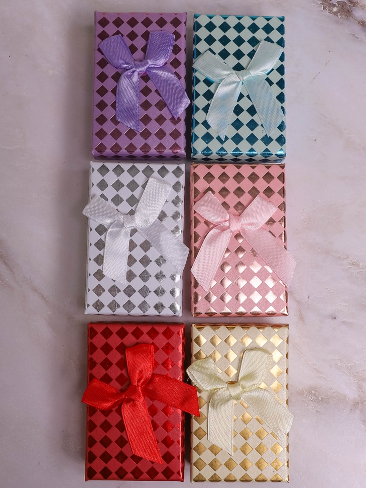 Коробка прямоугольник 5х8х2,5см ромбики микс Коробка прямоугольник 5х8х2,5см ромбики микс