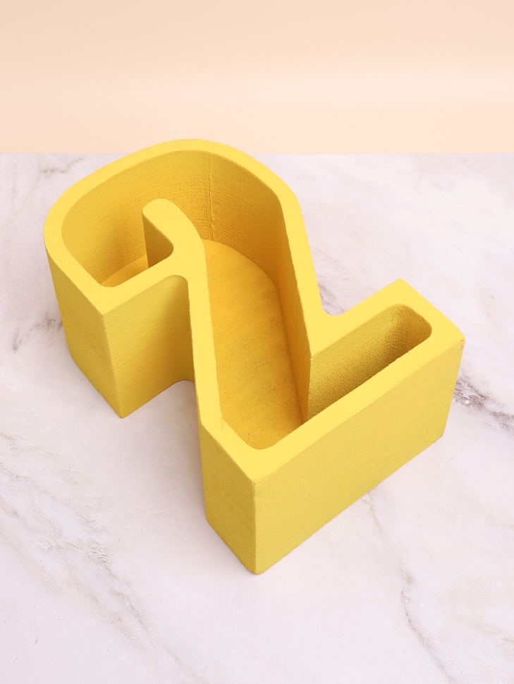 Пенобокс для цветов 29х30х12см Цифры 2 желтый