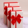 Коробка прямоугольник набор из 3шт 23х16х9,8см крышка белая, бант красный Коробка прямоугольник набор из 3шт 23х16х9,8см крышка белая, бант красный