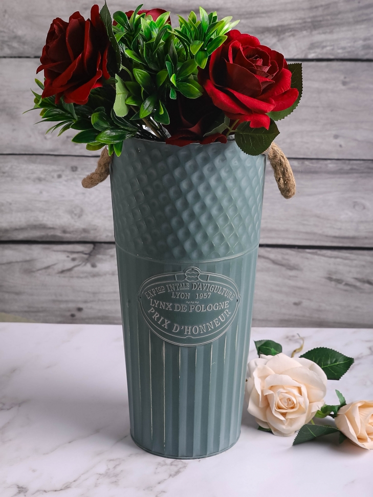 Кашпо ведро с веревочными ручками 40х21х14см CN22102714