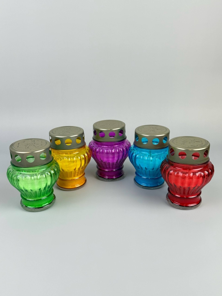 Свеча лампадка, стекло H10см D-090 микс