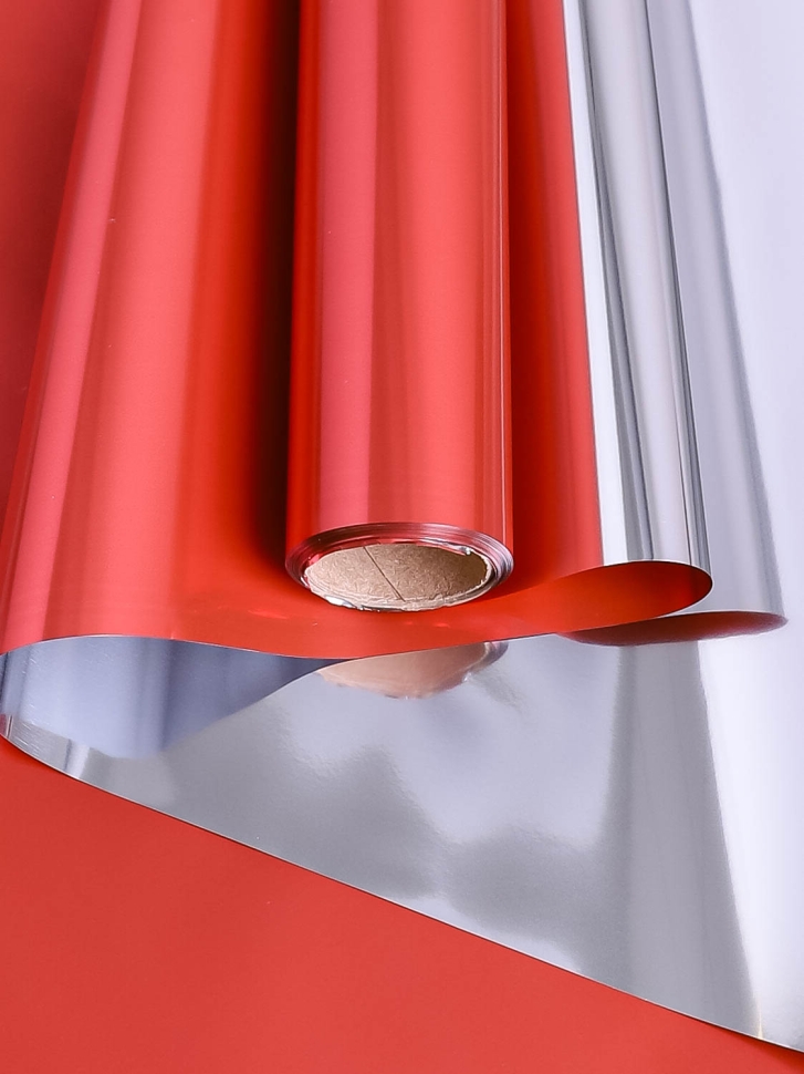 Пленка цветная 35 мкм 58см х 10м РЦ Металлик красный