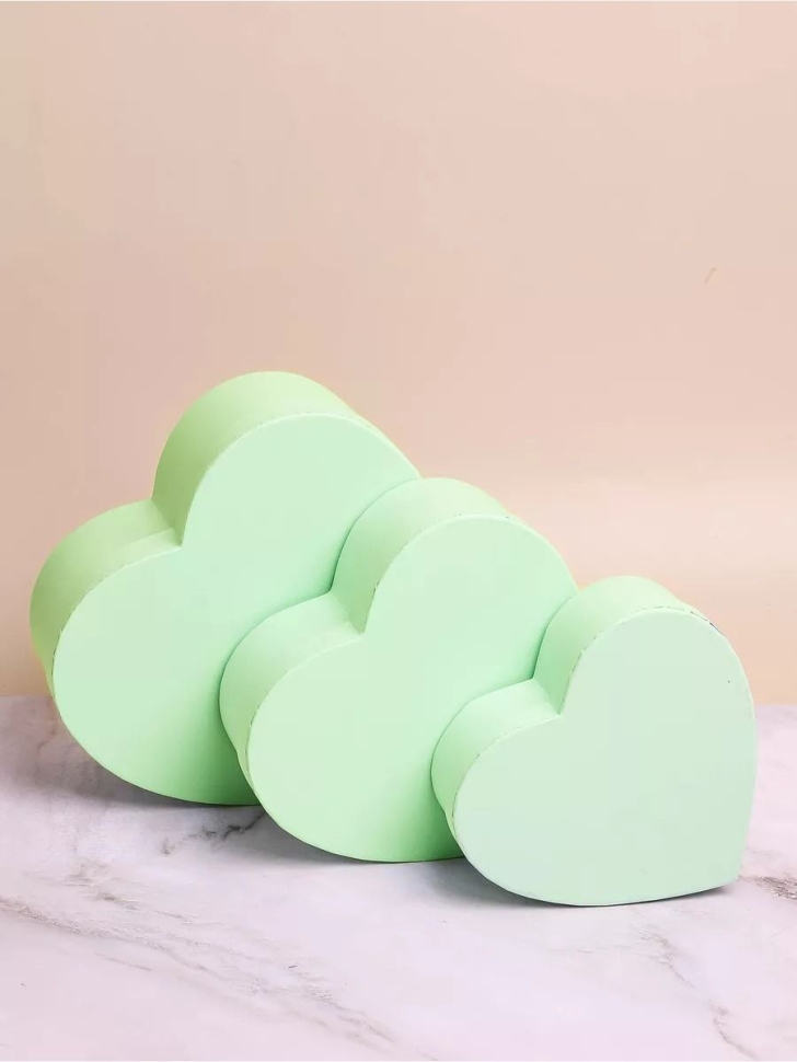 Коробка Сердце набор из 3шт 22х20х9см однотонный мятный Коробка Сердце набор из 3шт 22х20х9см однотонный мятный