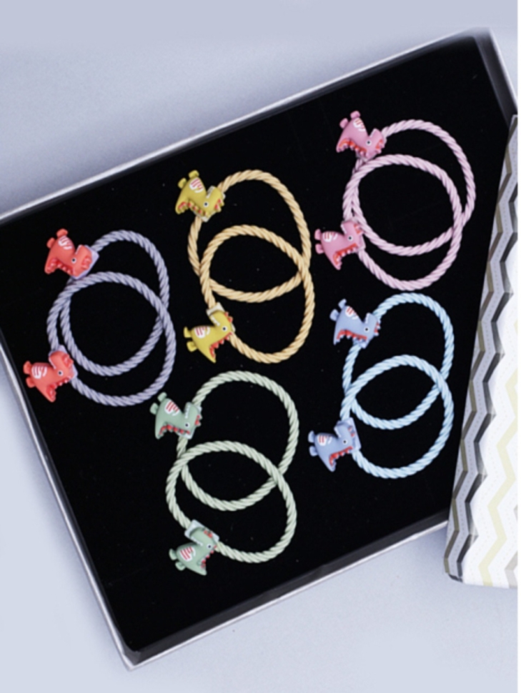 Резинки для волос, набор 10шт Динозаврики 1,4х1