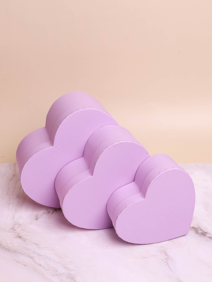 Коробка Сердце набор из 3шт 22х20х9см однотонный сиреневый Коробка Сердце набор из 3шт 22х20х9см однотонный сиреневый