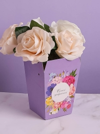 Плайм пакет H150 D120/90 Романтика Цветы на фиолетовом