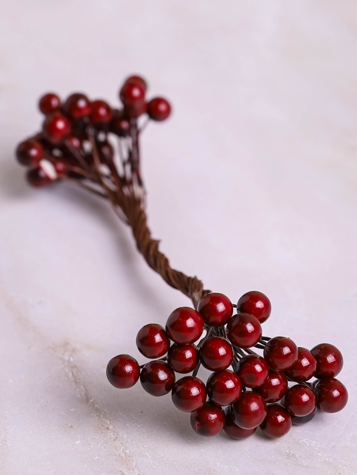 Ягоды на проволоке d1,5х7см 50шт винный