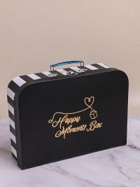 Коробка чемодан 22x14x7см полоски черный