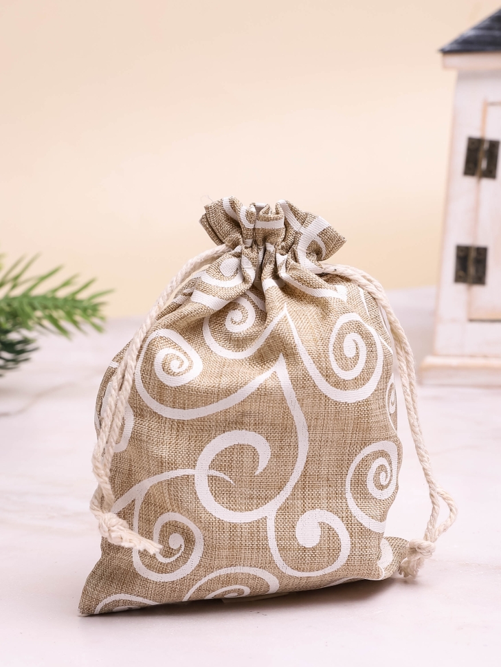 Мешок подарочный холщовый 12х17см Завитки Мешок подарочный холщовый 12х17см Завитки