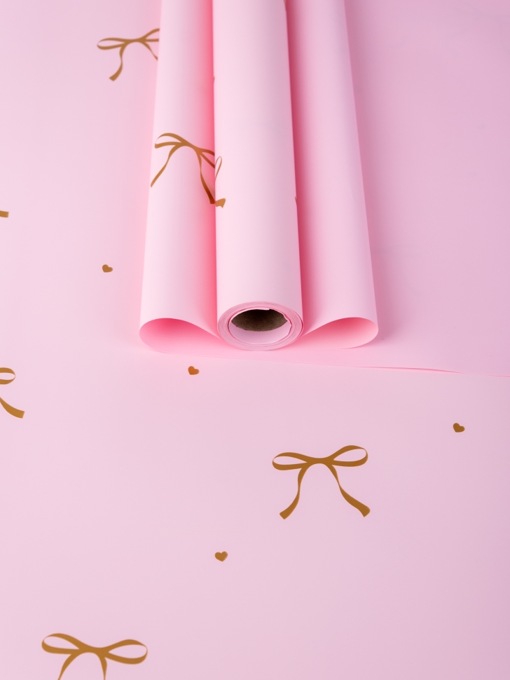 Пленка матовая 65мкм 58см х 10м Бантики розовый Пленка матовая 65мкм 58см х 10м Бантики розовый