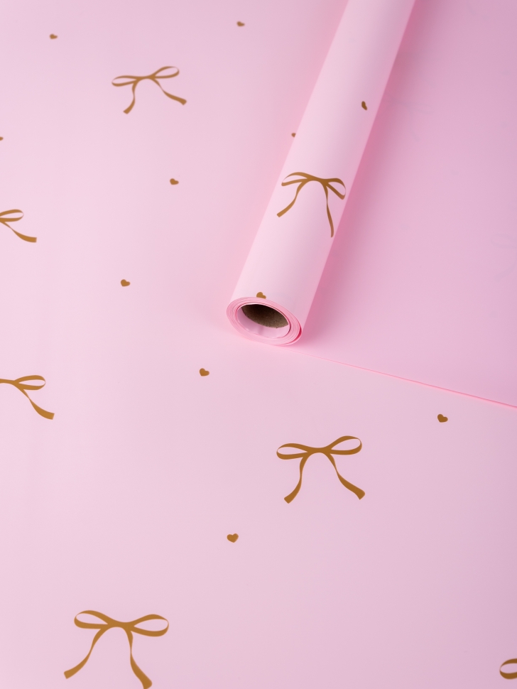 Пленка матовая 65мкм 58см х 10м Бантики розовый Пленка матовая 65мкм 58см х 10м Бантики розовый