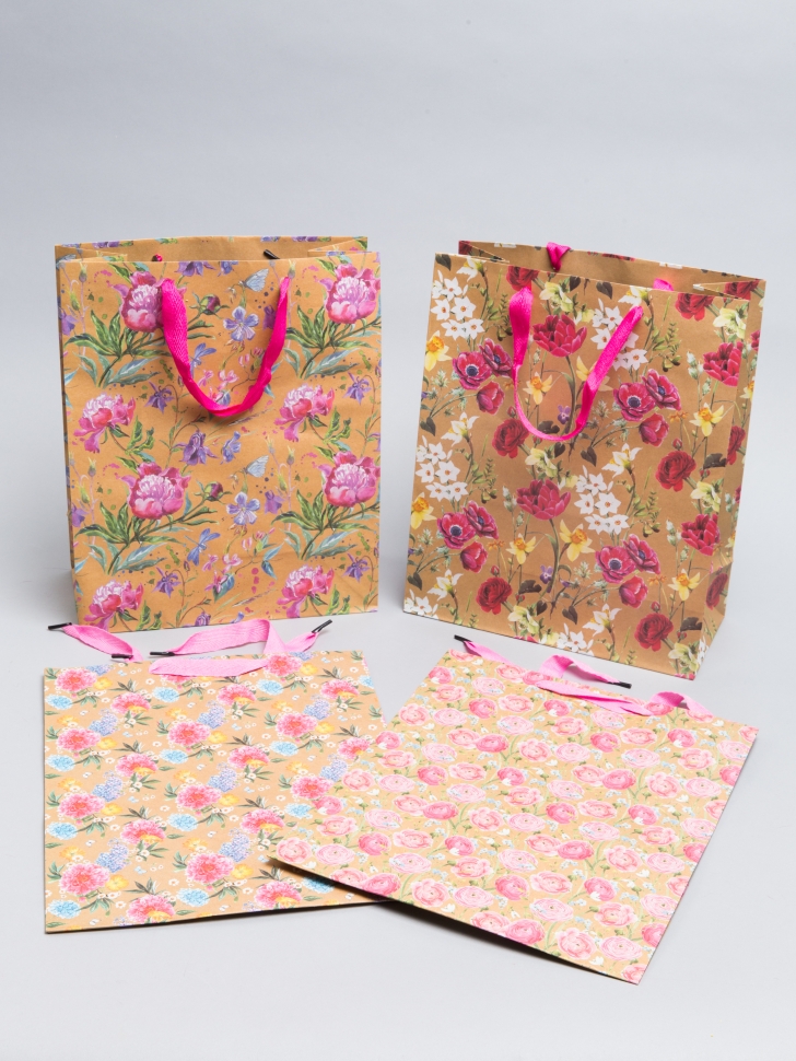 Сумочка подарочная крафт 26х32х12см цветы Сумочка подарочная крафт 26х32х12см цветы