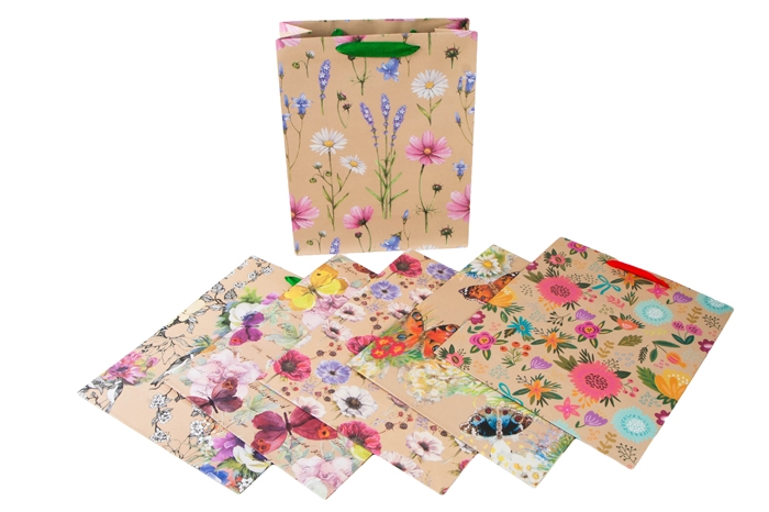 Сумочка подарочная крафт 26х32х12см цветы Сумочка подарочная крафт 26х32х12см цветы