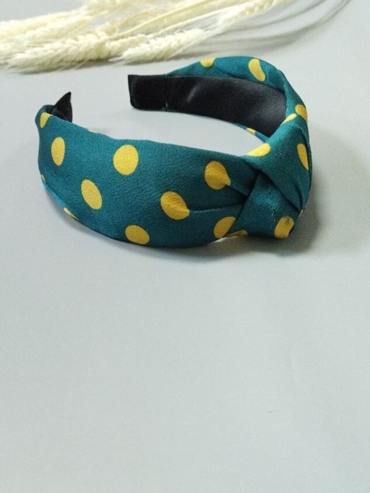 Ободок О-061 16х13х4см зеленый/горох желтый Ободок О-061 16х13х4см зеленый/горох желтый