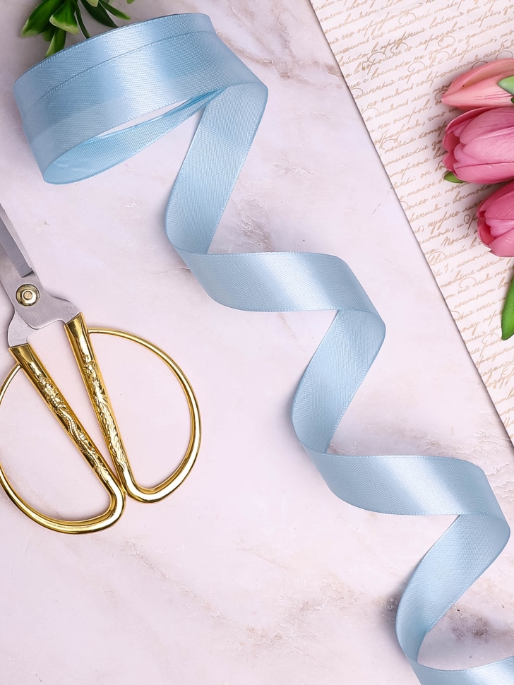 Лента атласная 24мм х 25ярд голубой