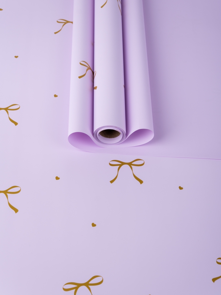 Пленка матовая 65мкм 58см х 10м Бантики сиреневый Пленка матовая 65мкм 58см х 10м Бантики сиреневый