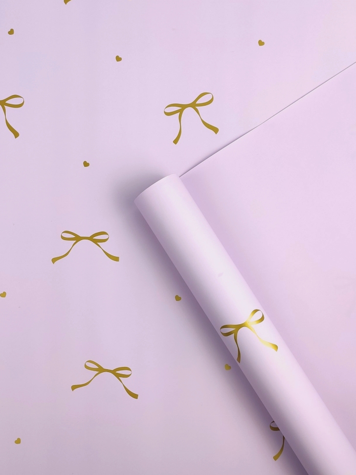 Пленка матовая 65мкм 58см х 10м Бантики сиреневый Пленка матовая 65мкм 58см х 10м Бантики сиреневый