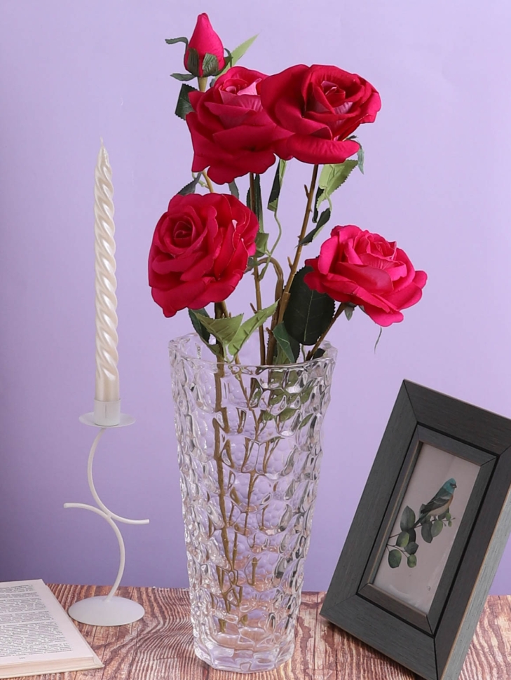 Ваза стекло Коническая H29,5 D15см К рельефная 23-34