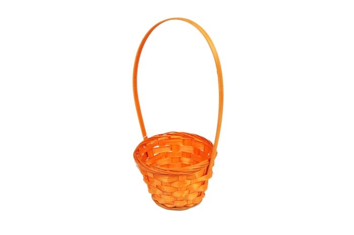 Корзина плетеная бамбук D13x9.5/28см оранжевая Корзина плетеная бамбук D13x9.5/28см оранжевая