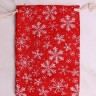 Мешок подарочный НГ холщовый 12х17см Снежинки белые красный