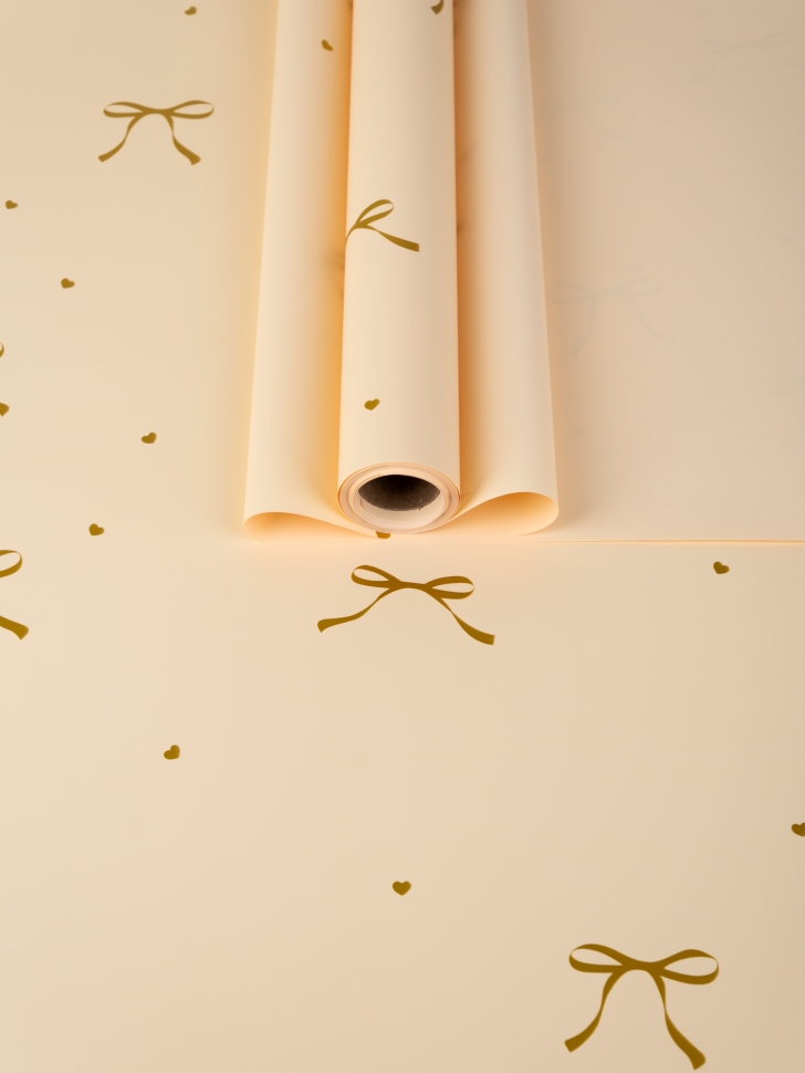 Пленка матовая 65мкм 58см х 10м Бантики шампань Пленка матовая 65мкм 58см х 10м Бантики шампань