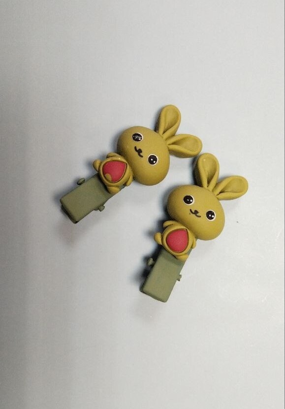 Заколка З-063 набор из 2-х шт 4x1,7см Зайчики зеленый Заколка З-063 набор из 2-х шт 4x1,7см Зайчики зеленый