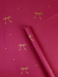 Пленка матовая 65мкм 58см х 10м Бантики красный