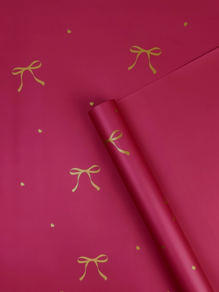 Пленка матовая 65мкм 58см х 10м Бантики красный Пленка матовая 65мкм 58см х 10м Бантики красный