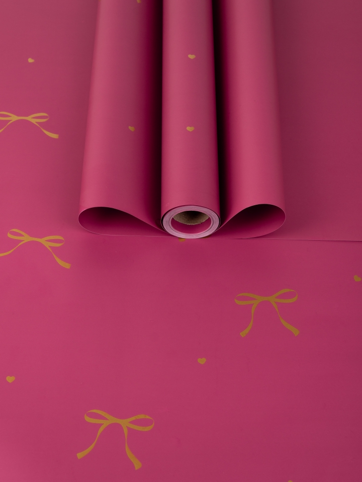 Пленка матовая 65мкм 58см х 10м Бантики красный Пленка матовая 65мкм 58см х 10м Бантики красный