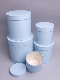 Коробка цилиндр набор из 5шт К d21хh21 - d12хh12см небесный