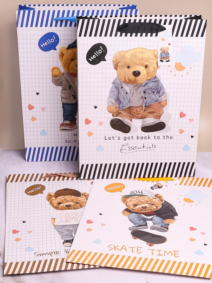 Сумочка подарочная 32х42x11,5см мишки микс Сумочка подарочная 32х42x11,5см мишки микс