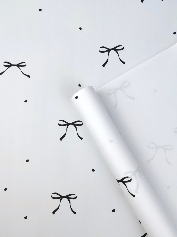 Пленка матовая 65мкм 58см х 10м Бантики белый Пленка матовая 65мкм 58см х 10м Бантики белый