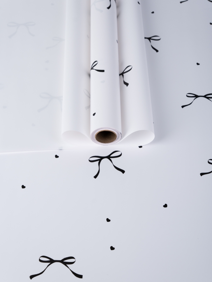 Пленка матовая 65мкм 58см х 10м Бантики белый Пленка матовая 65мкм 58см х 10м Бантики белый