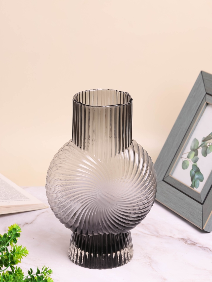 Ваза стекло h25 d16х10см К 290 графит