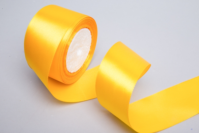 Лента атласная 50мм х 25ярд JD желтый