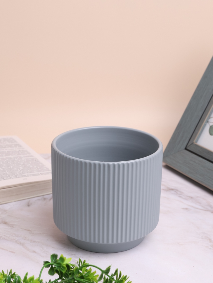 Кашпо керамика 13,1х12,3см серый