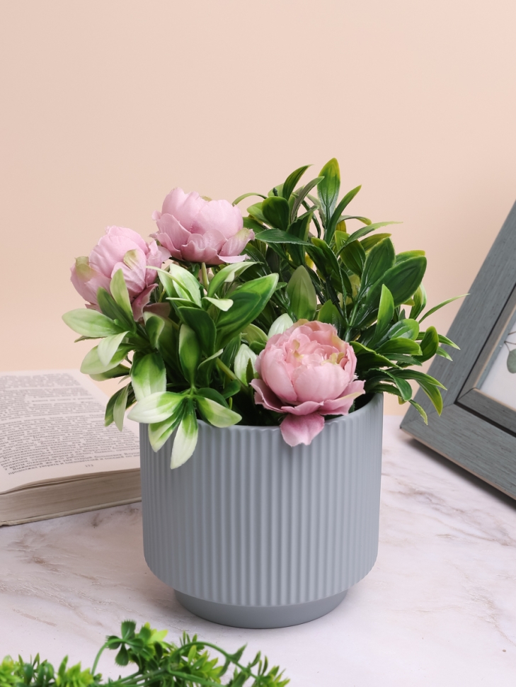 Кашпо керамика 13,1х12,3см серый