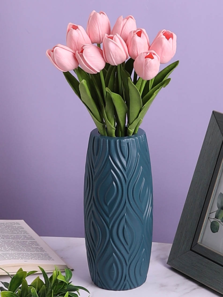 Ваза пластиковая H22,7 х D7,8х7,8см AS3526 синий Ваза пластиковая H22,7 х D7,8х7,8см AS3526 синий