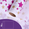 Бумага белая крафт 50г/м2, 70см x 10м Звезды фиолетовый пурпур/золото Бумага белая крафт 50г/м2, 70см x 10м Звезды фиолетовый пурпур/золото