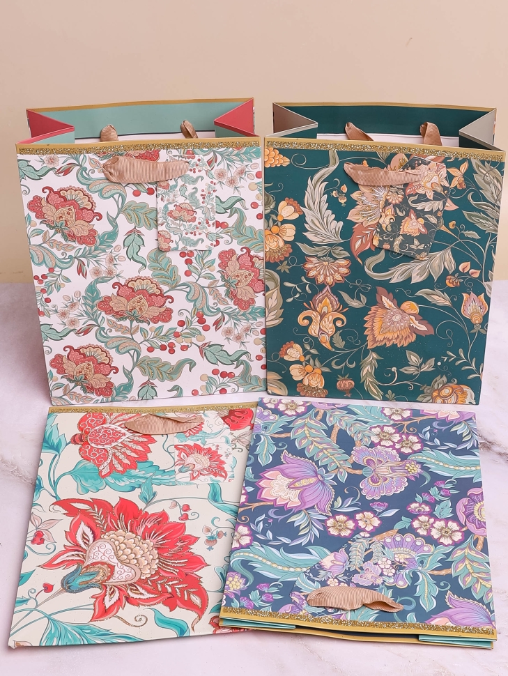 Сумочка подарочная 18х23x10см цветочный орнамент микс Сумочка подарочная 18х23x10см цветочный орнамент микс