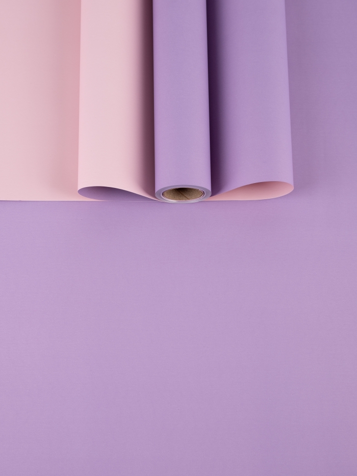 Пленка матовая 60мкм 58см х 10м Двухсторонняя сиреневый/ розовый светлый К Пленка матовая 60мкм 58см х 10м Двухсторонняя сиреневый/ розовый светлый К