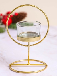 Подсвечник металлический 9х13,5см Круг золото